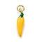 Brass Enamel Pendants, with Jump Ring, Long-Lasting Plated, Rack Plating, Lead Free & Cadmium Free, Chili Charm, Gold, 18.5x4.5mm, Hole: 3mm