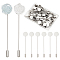 80Pcs 201 Stainless Steel Brooch Findings, Stainless Steel Color, Tray: 15mm, 77x15mm, pin: 1mm