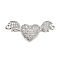 Brass Micro Pave Clear Cubic Zirconia Heart with Bat Wings Connector Charms, Rack Plating, Long-Lasting Plated, Lead Free & Cadmium Free, Platinum, 14x32.5x4mm, Hole: 1.4mm