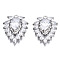 Brass Micro Pave Clear Cubic Zirconia Pendants, Cadmium Free & Nickel Free & Lead Free, Leaf, Platinum, 23x18x4mm, Hole: 1.8mm
