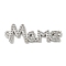 Mother's Day Brass Micro Pave Clear Cubic Zirconia Connector Charms, Cadmium Free & Nickel Free & Lead Free, Word Ma Ma Links, Platinum, 11x33x2mm, Hole: 1.5mm