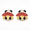 Alloy Enamel Pendants, Lead Free & Cadmium Free, Panda Shape Charms, Golden, FireBrick, 21x21.8x1.2mm, Hole: 1.6~1.8mm