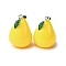 3D Resin Pendants, Pear Charms, with Platinum Iron Loop, Yellow, 27.5x19.5mm, Hole: 2mm