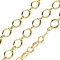 Brass Textured Rectangle Link Chains, Rack Plating, Cadmium Free & Lead Free, Long-Lasting Plated, Soldered, with Spool, Real 18K Gold Plated, 9x7x0.6mm