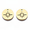 201 Stainless Steel Pendants, Laser Cut, Flat Round with Sun, Golden, 15.5x14.5x1mm, Hole: 1.6mm