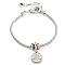 Brass Micro Pave Cubic Zirconia European Bracelets, with Glass, Round, Fuchsia, 7-1/4 inch(18.4cm)