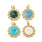 Brass Micro Pave Cubic Zirconia with Synthetic Opal Pendants, Jump Rings, Cadmium Free & Lead Free, Real 18K Gold Plated, Flower, Mixed Color, 19.5x16.5x3mm, Hole: 3.5mm