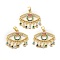 Brass Micro Pave Colorful Cubic Zirconia Pendants, Cadmium Free & Nickel Free & Lead Free, Eye Charms, Real 18K Gold Plated, 20x23x2mm, Hole: 5x2.5mm