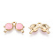 Eco-Friendly Zinc Alloy  Pendants, with Enamel, Glasses, Cadmium Free & Nickel Free & Lead Free, Golden, Pink, 10x18x2.5mm, Hole: 2mm
