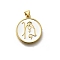 Brass Enamel Pendants, Cadmium Free & Lead Free, Long-Lasting Plated, Flat Round with Priest Charm, Rack Plating, Real 18K Gold Plated, White, 23x20x3mm, Hole: 3.5x5mm