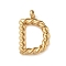 316 Surgical Stainless Steel Pendants & Charms, Golden, Letter D, 14x9x2mm, Hole: 2mm