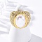Brass Micro Pave Clear Cubic Zirconia Cuff Rings for Women, Cadmium Free & Nickel Free & Lead Free, with ABS Imitation Pearl, Real 18K Gold Plated, 22.5mm, Inner Diameter: 17.5mm