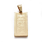 304 Stainless Steel Pendants, Buddhist Style, Rectangle with Namo Amitabha, Golden, 30x15x2mm, Hole: 9x5mm