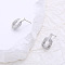 Stainless Steel Oval Dangle Stud Earrings, with Rhinestone, Stainless Steel Color