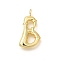 Rack Plating Brass Pendants, Cadmium Free & Lead Free, Letter A~Z Charms, Letter B, 24x12x4.5mm, Hole, 2mm