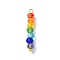 2Pcs Rainbow Color Faceted Glass Pendants, Colorful Rondelle Charms with Brass Loops, Golden, 27~28mm, Hole: 2mm