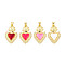 Rack Plating Brass Enamel Pendants, Cadmium Free & Lead Free, Long-Lasting Plated, Real 18K Gold Plated, Sacred Heart Charm, Mixed Color, 26.5x17x3.5mm, Hole: 3.5x3mm