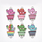 Printed Alloy Links connectors, with Enamel, Cactus, Platinum, Mixed Color, 22x13x1.5mm, Hole: 1.6mm