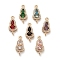 Glass Gourd Connector Charms, Brass Clear Cubic Zirconia Links, Cadmium Free & Nickel Free & Lead Free, Mixed Color, Light Gold, 18x8x5mm, Hole: 1.4mm and 1.6mm