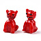 Handmade Lampwork Beads, Cat Shape, Red, 21x14.5x12.5mm, Hole: 1.8mm
