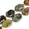 Natural Green Garnet Beads Strands, Faceted, Rectangle, with Seed Beads, 21~22x15~17x7~8mm, Hole: 1mm, about 16~20pcs/strand, 15.35~15.75''(39~40cm)