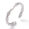 Brass Cuff Rings, Open Rings, Wave, Platinum, US Size 6(16.5mm)