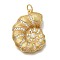 Rack Plating Brass Micro Pave Cubic Zirconia Pendants, Cadmium Free & Lead Free, Long-Lasting Plated, Shell Shape, Real 18K Gold Plated, 25.5x19x6.5mm, Hole: 4mm