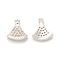 Brass Micro Pave Cubic Zirconia Charms, Cadmium Free & Nickel Free & Lead Free, Ginkgo Leaf Charm, Silver Color Plated, 11x9.5x2.5mm, Hole: 1mm