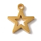 PVD Vacuum Plating 304 Stainless Steel Charms, Laser Cut, Star Charms, Golden, 9.5x8.5x1mm, Hole: 1mm