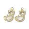 Brass Micro Pave Cubic Zirconia Pendants, Cadmium Free & Lead Free, with Shell, Cat Shape, Real 18K Gold Plated, 21.5x17x3mm, Hole: 3mm
