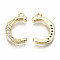 Brass Micro Pave Clear Cubic Zirconia Pendants, Nickel Free, Real 18K Gold Plated, Word, Letter.C, 17.5x11x2mm, Hole: 1.5mm