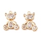 Brass Inlay Clear Glass Pendants, Bear, Real 18K Gold Plated, 20x15x3mm, Hole: 1.3mm