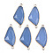 Glass Links Connectors, with Light Gold Tone Brass Findings, Faceted Triangle, 41.5x20x5.5mm, Hole: 2mm