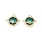 Golden Plated Brass Pendants, with Clear Cubic Zirconia and Glass, Cadmium Free & Lead Free, Planet Charms, Green, 15x16.5x6mm, Hole: 1.5mm