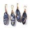 Natural Blue Spot Jasper Big Pendants, with Golden Brass Findings, Hexagonal Prisms, 44.5~52x10~11x9.5~10.5mm, Hole: 4x7mm