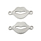 304 Stainless Steel Links Connector Charms, Lip, Non-Tarnish, Stainless Steel Color, 9.5x19.5x1mm, Hole: 1.6mm