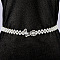 White Acrylic Imitiaotn Pearl Beaded Elastic Chain Belts with Alloy Buckles, Silver Color Plated, Butterfly, 600~800x20~30mm