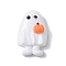 Halloween Theme Opaque Resin Cabochons, White, Ghost Pattern, 27x18x8mm