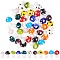 55Pcs 11 Style Mushroom Handmade Lampwork Beads, Mixed Color, 5pcs/style
