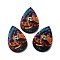 Single Face Printed Wood Big Pendants, Halloween Teardrop Charms, Colorful, 54x36.5x2.6mm, Hole: 2mm