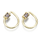 Brass Micro Pave Cubic Zirconia Screw Carabiner Lock Charms, for Necklaces Making, Teardrop, Nickel Free, Real 18K Gold Plated, Thistle, 22x17x2mm, Screw: 7x6mm