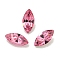 Glass Rhinestone Cabochons, Pointed Back & Back Plated, Faceted, Horse Eye, Rose, 8x4x3mm