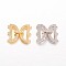 Brass Micro Pave Cubic Zirconia Fold Over Clasps, Mixed Color, 16x19x6mm, Hole: 1mm