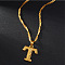 Brass Initial Pendant Necklaces, Golden, Letter T, 17.72 inch(45cm)