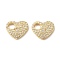Brass Micro Pave Cubic Zirconia Charms, Lead Free & Cadmium Free, Heart, Real 18K Gold Plated, 12.5x14x2mm, Hole: 4mm