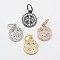 CZ Brass Micro Pave Cubic Zirconia Peace Sign Charms, Mixed Color, 13x11x2mm, Hole: 4.5mm