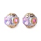 Handmade Indonesia Beads, Rondelle, with Alloy Core & Resin Rhinestone, Light Gold, 19~21x18.5mm, Hole: 1.6mm