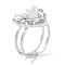 Ion Plating(IP) 304 Stainless Steel Ring, Adjustable Synthetic Howlite Rings, Heart, 15x15.5mm, Inner Diameter: Adjustable