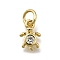 Brass Micro Pave Cubic Zirconia Pendants, Tortoise Charms, Long-Lasting Plated, Rack Plating, Lead Free & Cadmium Free, with Jump Ring, Real 18K Gold Plated, 9.5x6.5x2mm, Hole: 3.5mm