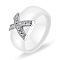 Cross Brass Micro Pave Clear Cubic Zirconia with Porcelain Finger Rings, Platinum, White, US Size 9(18.9mm)